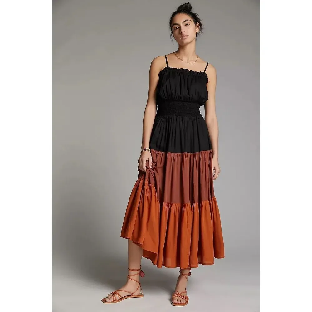 Anthropologie Aletha Tiered Midi Dress Size S